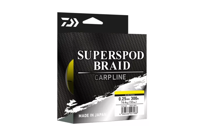 Daiwa Superspod Braid
hi-vis yellow 0.25mm 14.40kg 300m