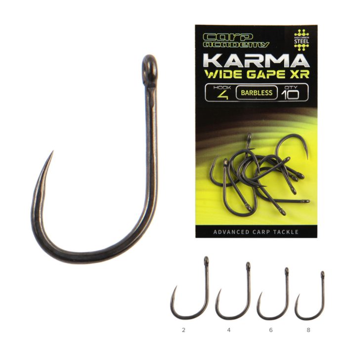 CARP ACADEMY KARMA Wide Gape XR BARBLESS 8 10db/cs