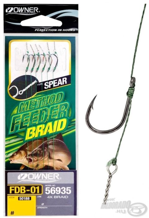 OWNER FDB-01 METHOD FEEDER előkötött fonott, bayonet tüskével – 8/0,15 mm