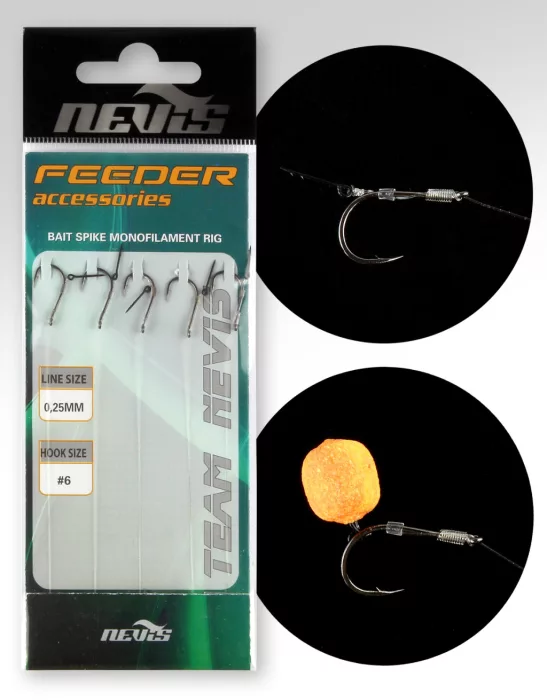 NEVIS Feeder monofil előke 6, tüskével 5db/cs