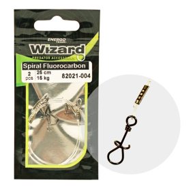 WIZARD SPIRÁL KAPOCS 2 FLUOROCARBON ELŐKE 9KG 25CM 2DB/CS