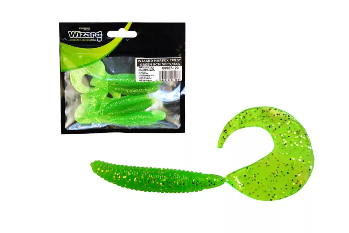 WIZARD HARPEX TWIST  GREEN 9CM 5PCS/BAG