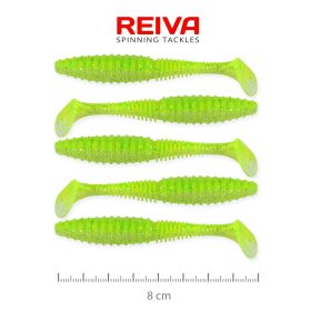 REIVA Zander Power Shad 8cm 5db/cs (Flash Chartreuse)