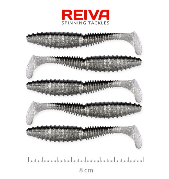 REIVA Zander Power Shad 8cm 5db/cs (Flash Bleak)