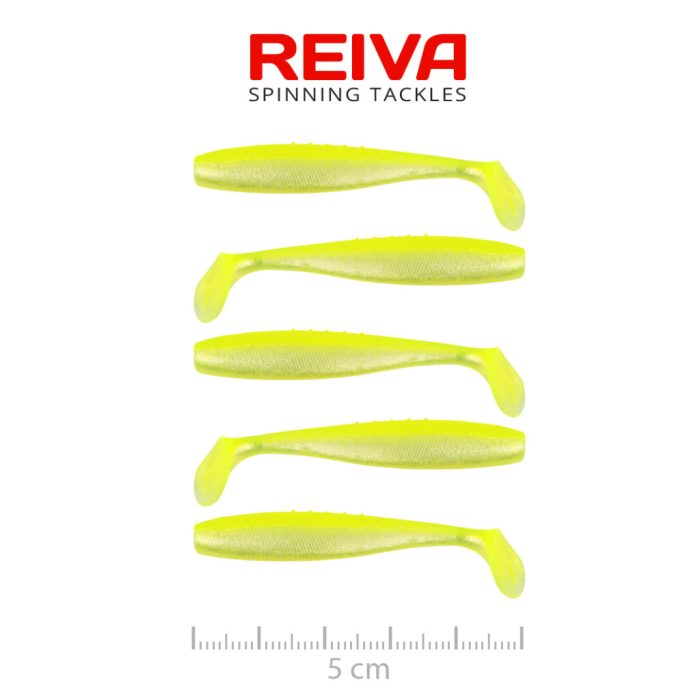 REIVA Flat Minnow Shad 5cm 5db/cs (Flash Lemonade)