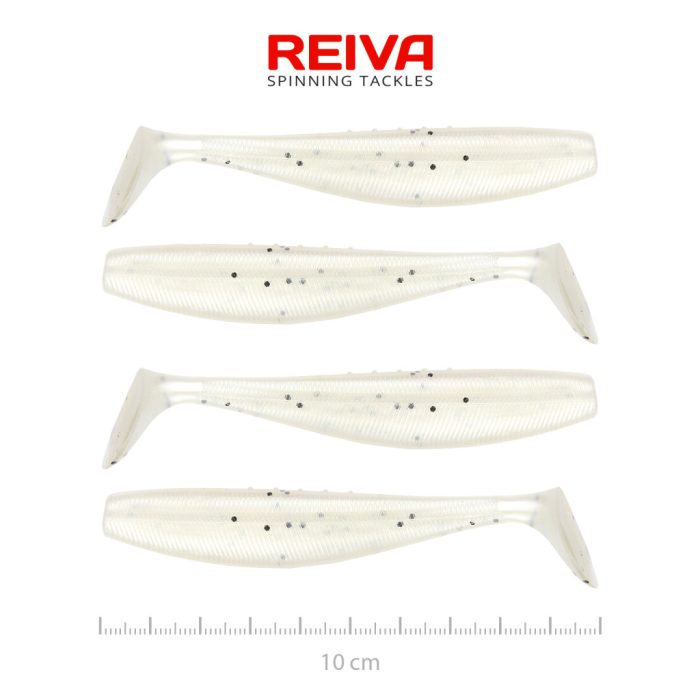 REIVA Flat Minnow Shad 10cm 4db/cs (Pearl Dot)