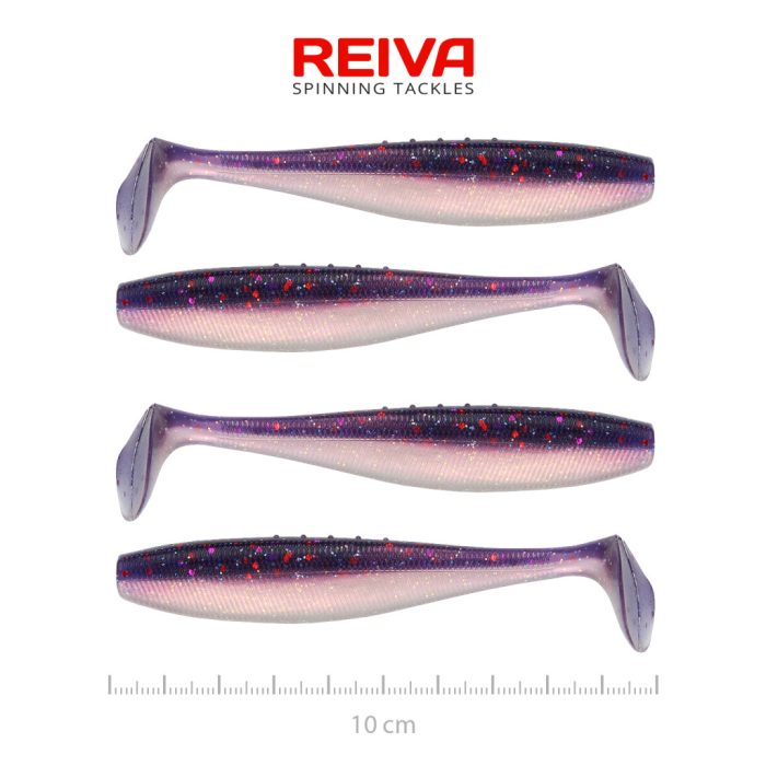 REIVA Flat Minnow Shad 10cm 4db/cs (Purple Pearl)