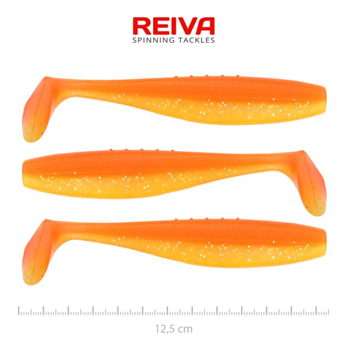 REIVA Flat Minnow shad 12,5cm 3db/cs (Shiny Orange)