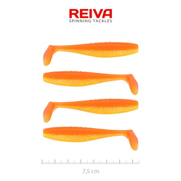 REIVA Flat Minnow shad 7,5cm 4db/cs (Shiny Orange)