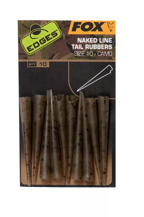 Fox EDGES™ Camo Naked Line Tail Rubbers Sz 10 - Size 10 x5