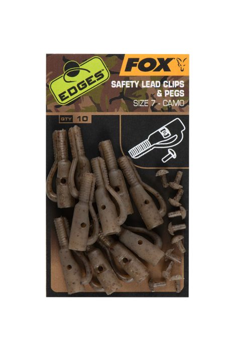 Fox EDGES™ Camo Safety Lead Clip & Pegs (Size 7) - Edges Camo Size 7 lead clip + pegs
