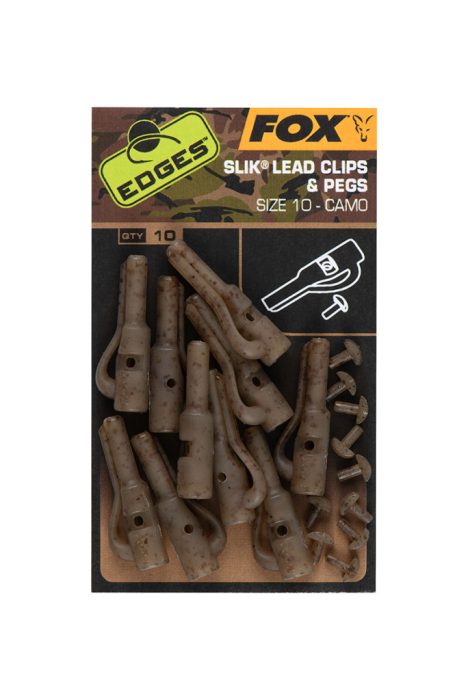 Fox EDGES™ Camo Slik Lead Clip & Pegs (Size 10) - Edges Camo Size 10 Slik lead clip + pegs