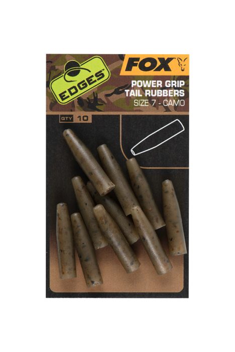 Fox EDGES™ Camo Powergrip Tail Rubbers (Size 7) - Edges Camo Powergrip tail rubbers size 7x 10pcs