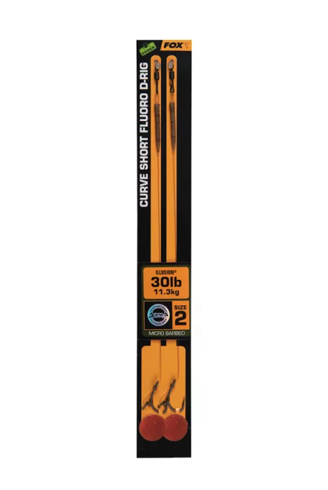 Fox EDGES™ Curve Short Flouro D-Rigs  - Edges Curve Short Fluoro D-Rig 2 - 30lb Illusion x 2