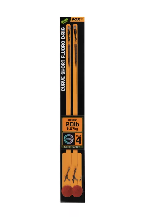 Fox EDGES™ Curve Short Flouro D-Rigs  - Edges Curve Short Fluoro D-Rig 4 - 20lb Illusion x 2