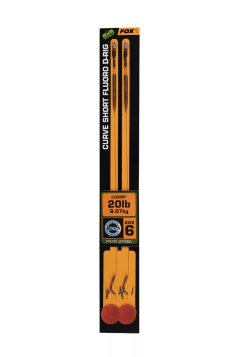 Fox EDGES™ Curve Short Flouro D-Rigs  - Edges Curve Short Fluoro D-Rig 6 - 20lb Illusion x 2