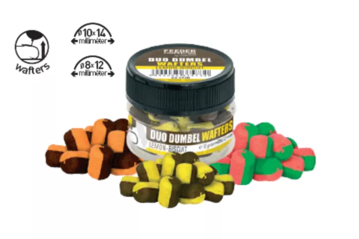 FC Duo Dumbel Wafters horogcsali, o10x14 mm, csoki, narancs, 15 g