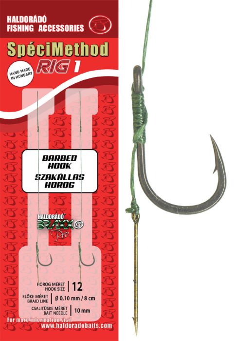 Haldorádó SpéciMethod Rig1 Braid 10 mm / 12 barbed FINE előkötött horog