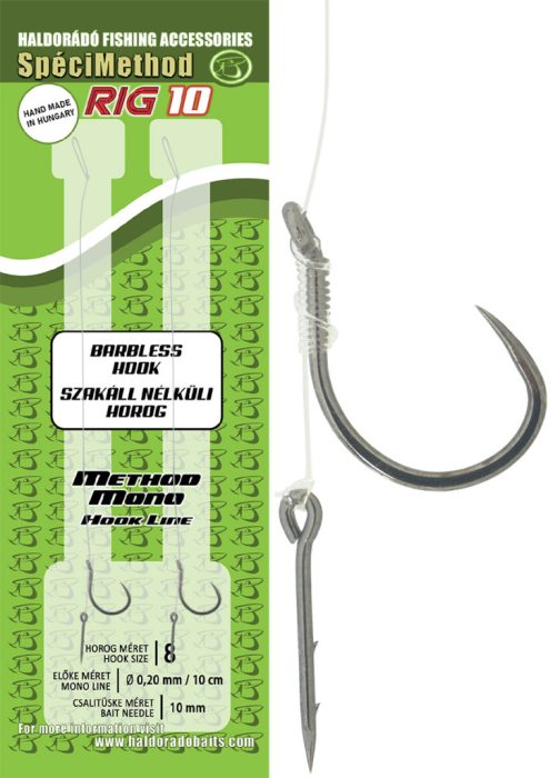 Haldorádó SpéciMethod Rig10 Mono 10 mm / 8 barbless előkötött horog