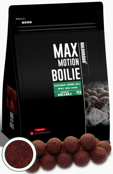 Haldorádó MAX MOTION Boilie Premium Soluble 24 mm - Fűszeres Vörös Máj