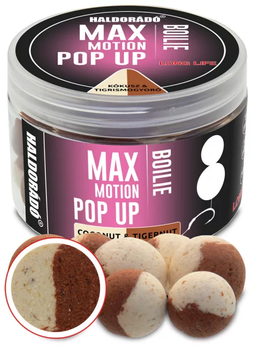 Haldorádó MAX MOTION Boilie Pop Up 16, 20 mm - Kókusz & Tigrismogyoró