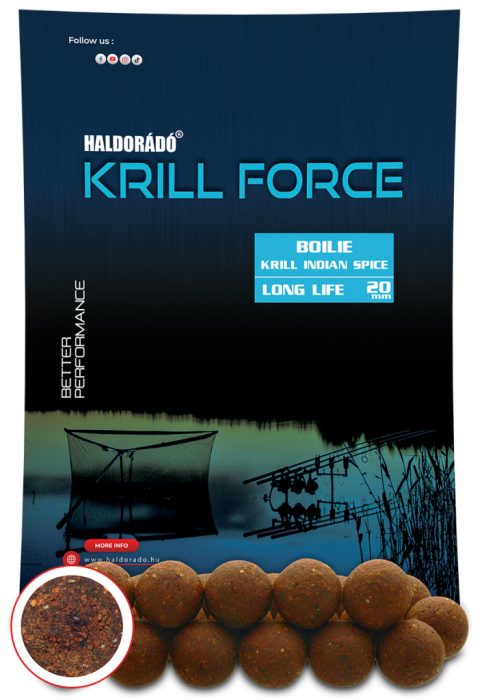 Haldorádó KRILL FORCE Boilie Long Life 20 mm - Krill Indian Spice