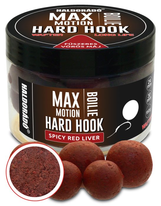 Haldorádó MAX MOTION Boilie Hard Hook Wafter 24, 30 mm - Fűszeres Vörös Máj