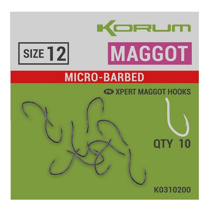 Korum XPERT Maggot BARBED Hooks füles horog - 12