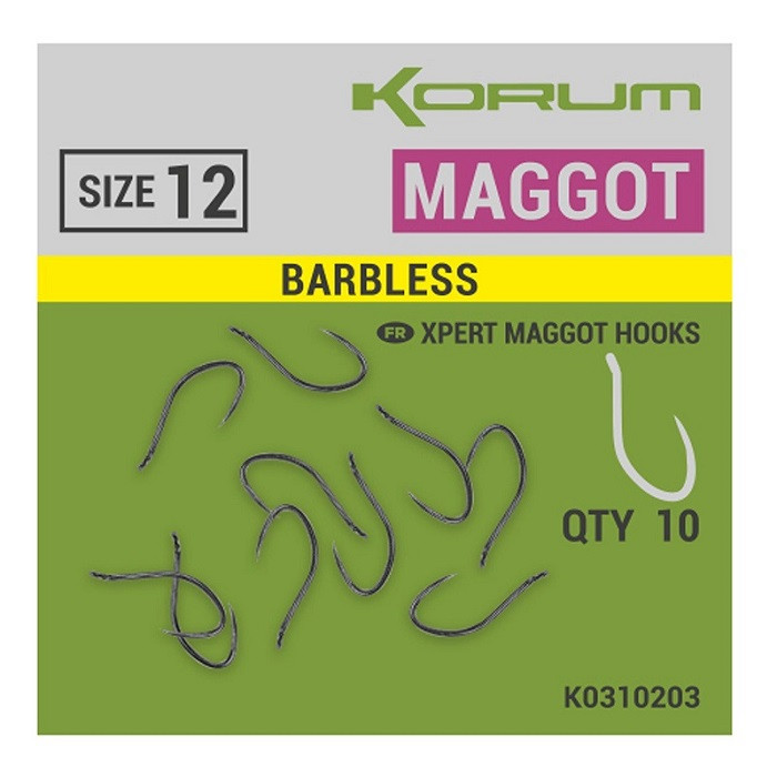 Korum XPERT Maggot BARBLESS Hooks füles horog - 14