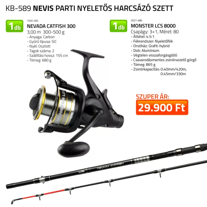 NEVIS Parti nyeletős harcsázó szett 1550-300+ 2527-480