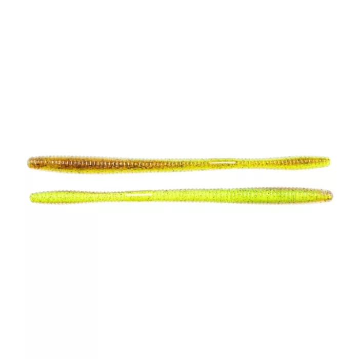 LIVETARGET 4.5" STRAIGHT TAIL WORM CHARTREUSE / BROWN 114 MM  SINKING 10DB/CS