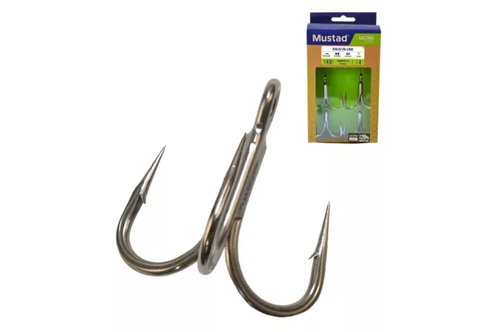 MUSTAD UN INLINE TREBLE - 5X STRONG TITAN STEEL 4/0 4DB/CS