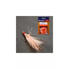 MUSTAD IN-LINE TRIPLE GRIP, RED TINSEL, 2 2DB/CSOMAG