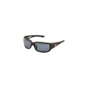   MUSTAD HP POLARIZED SUNGLASSES - BLACK FRAME, SMOKE LENS WITH BLUE REVO