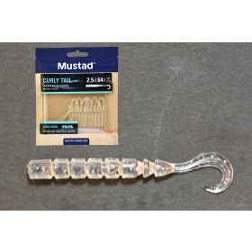   MUSTAD AJI CURLY TAIL 2.5   CLEAR RAINBOW GLITTER 12DB/CSOMAG