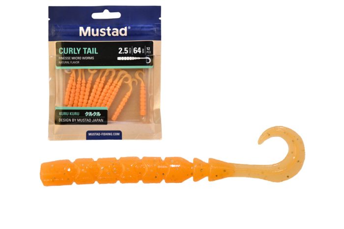 MUSTAD AJI CURLY TAIL 2.5   ORANGE LUMINOUS 12DB/CSOMAG