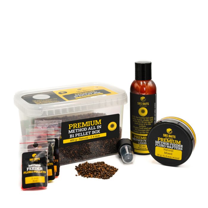 SBS Premium Method All In B1 Pellet Box Premium Method All In B1 Pellet Box (meleg vízre) N-Butyric 2-4 mm 400g