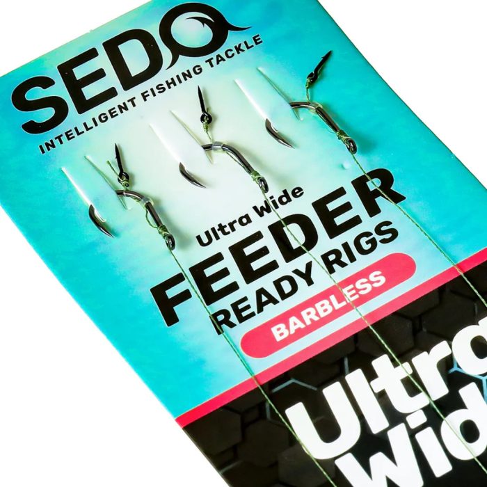 SEDO Ultra Wide Barbless Feeder  - Előkötött Szakáll Nélküli Feeder Előke - 12-es 0.14mm fonott damil - 10mm tüske