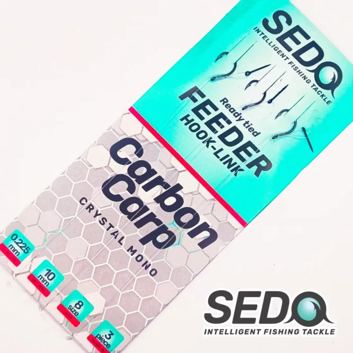 SEDO Carbon Carp Crystal Monofil Feeder rig - Előkötött Feeder előke - 10-es 0.20mm-es monofil damil