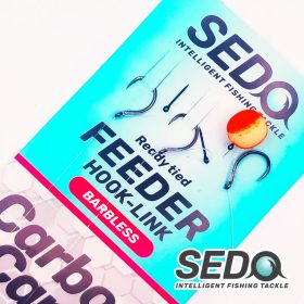   SEDO Carbon Carp Crystal Monofil Feeder rig Barbless - Szakáll Nélküli Feeder előke - 6-os 0.225mm-es monofil damil