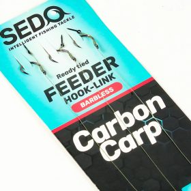   SEDO Carbon Carp Feeder Barbless-  előkötött Szakáll nélküli Feeder előke - 4-es 0.16mm fonott damil – 10mm tüske