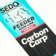 SEDO Carbon Carp Feeder Barbless-  előkötött Szakáll nélküli Feeder előke - 4-es 0.18mm fonott damil – 15mm tüske