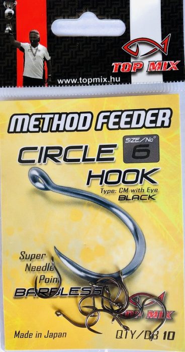 TOP MIX Method Feeder Circle Hook horog Barbless #6