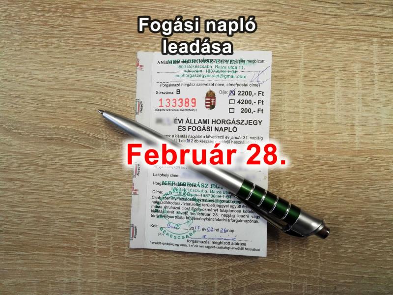 Fogási napló leadása 2026 - FONTOS Határidő