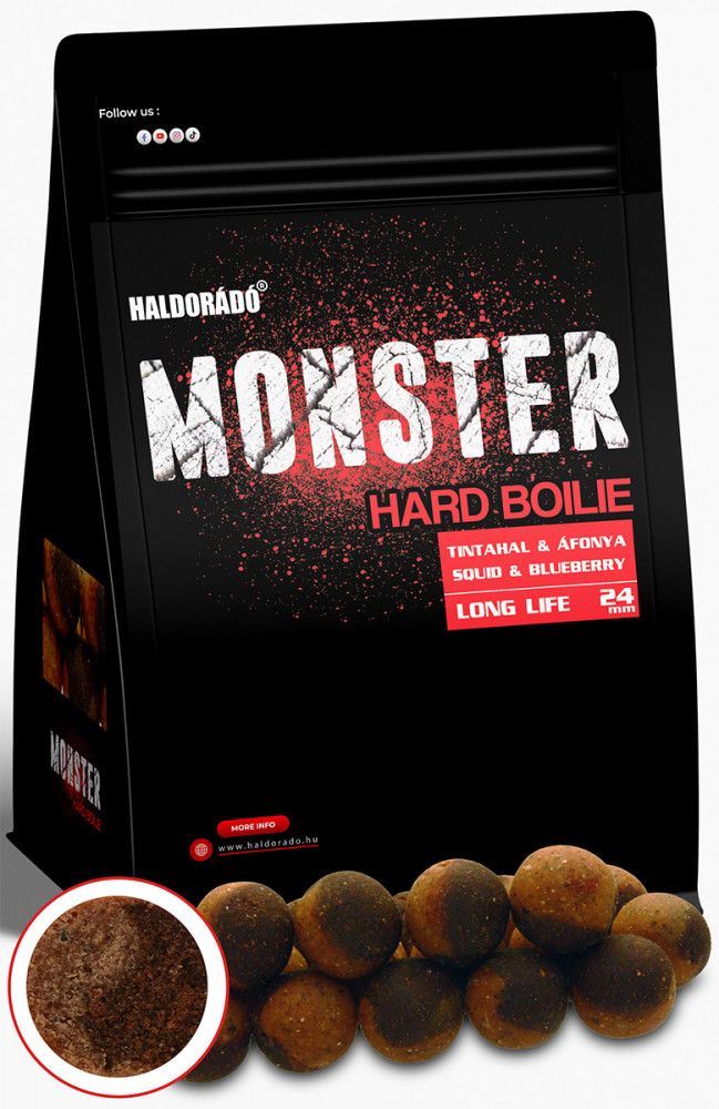 HALDORÁDÓ MONSTER Hard Bojli 24+ - Tintahal - Áfonya 700 g / 24 mm